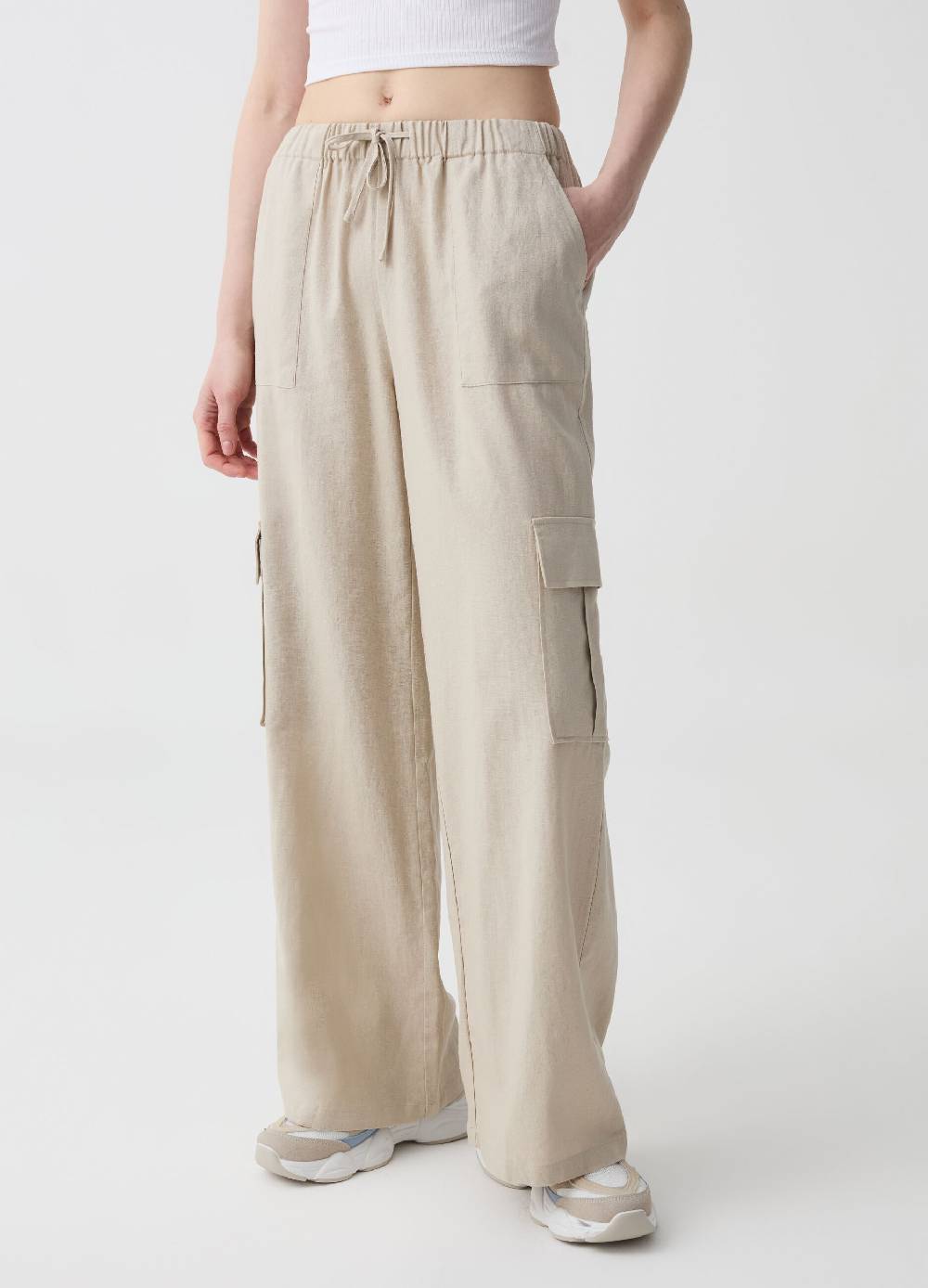 Ovs Pantaloni Cargo In Lino E Viscosa