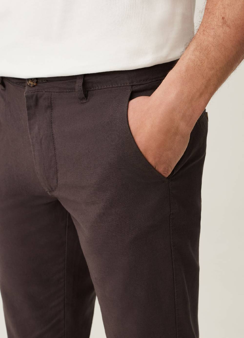 Ovs Pantaloni Chino Regular Fit In Cotone E Lino