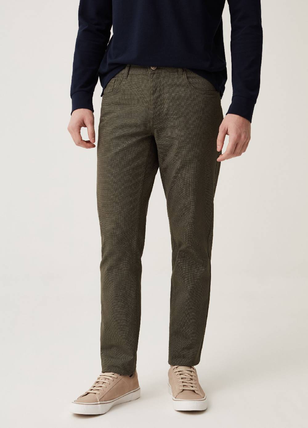 Ovs Pantaloni Cinque Tasche Con Micro Fantasia