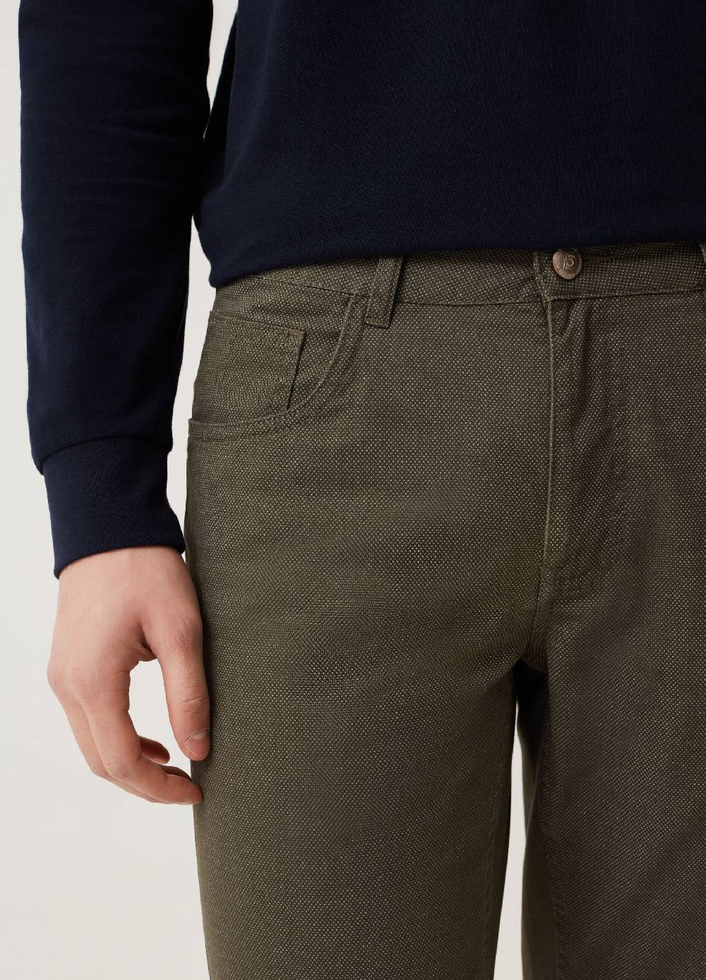 Ovs Pantaloni Cinque Tasche Con Micro Fantasia