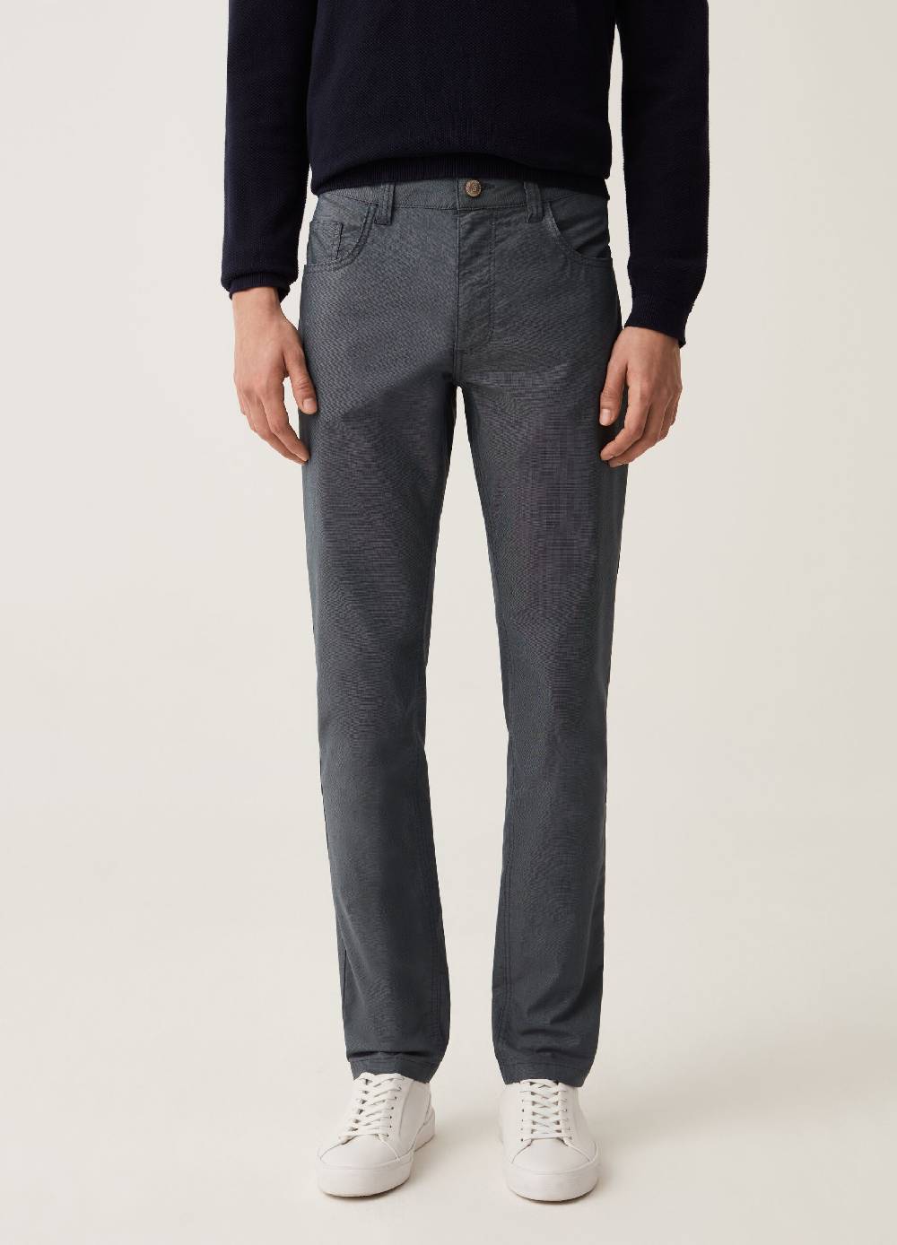 Ovs Pantaloni Cinque Tasche Con Micro Trama