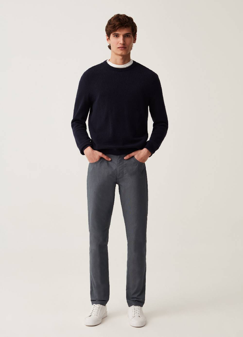 Ovs Pantaloni cinque tasche con micro trama