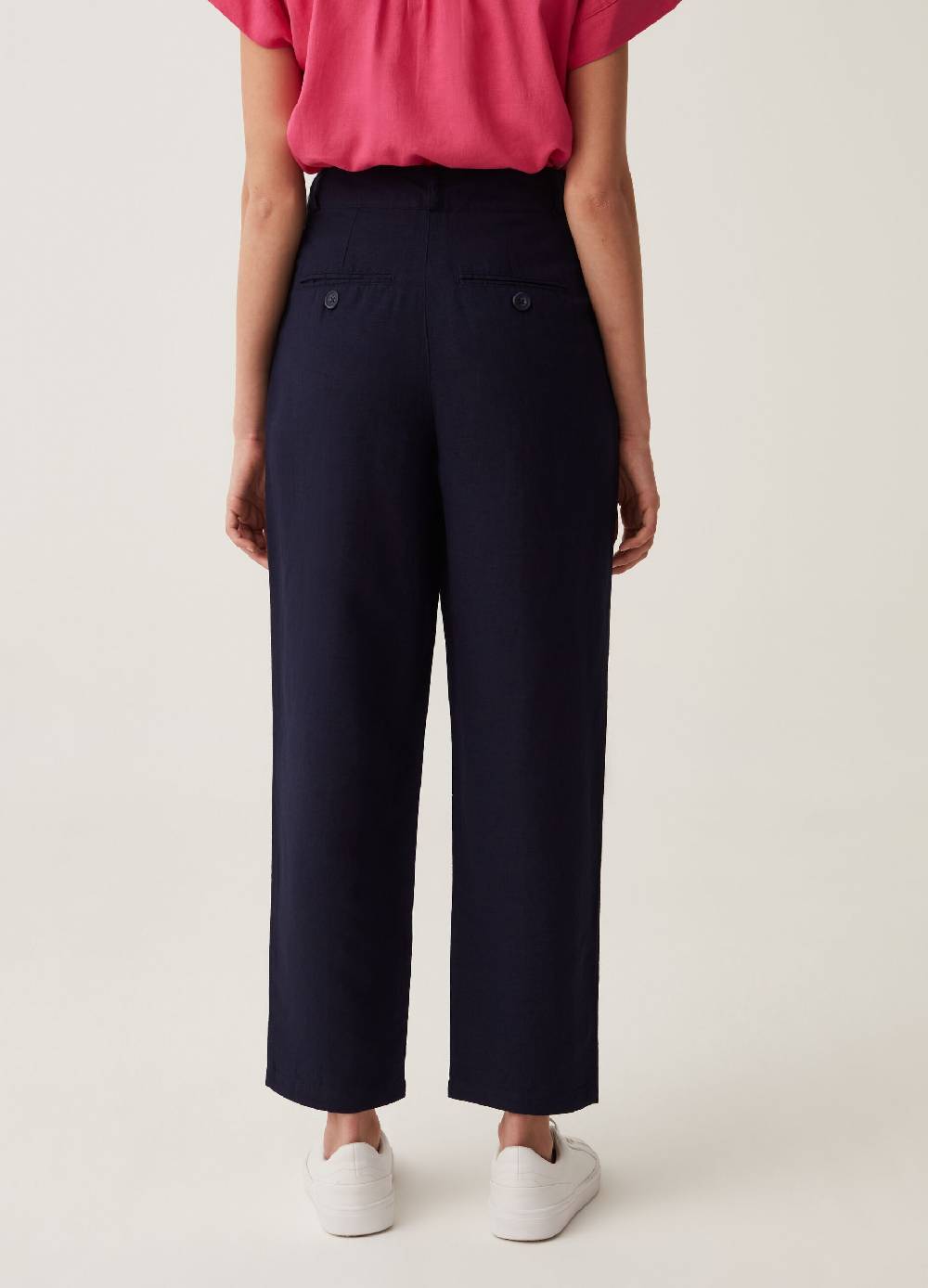 Ovs Pantaloni In Lino E Viscosa A Vita Alta