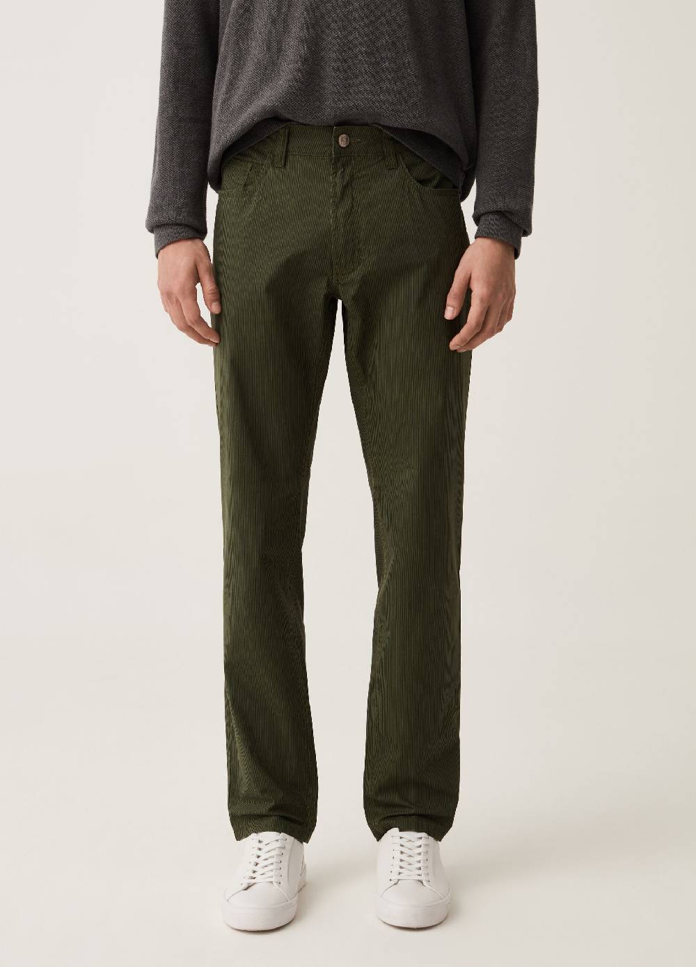 Ovs Pantaloni In Popeline A Righe Sottili