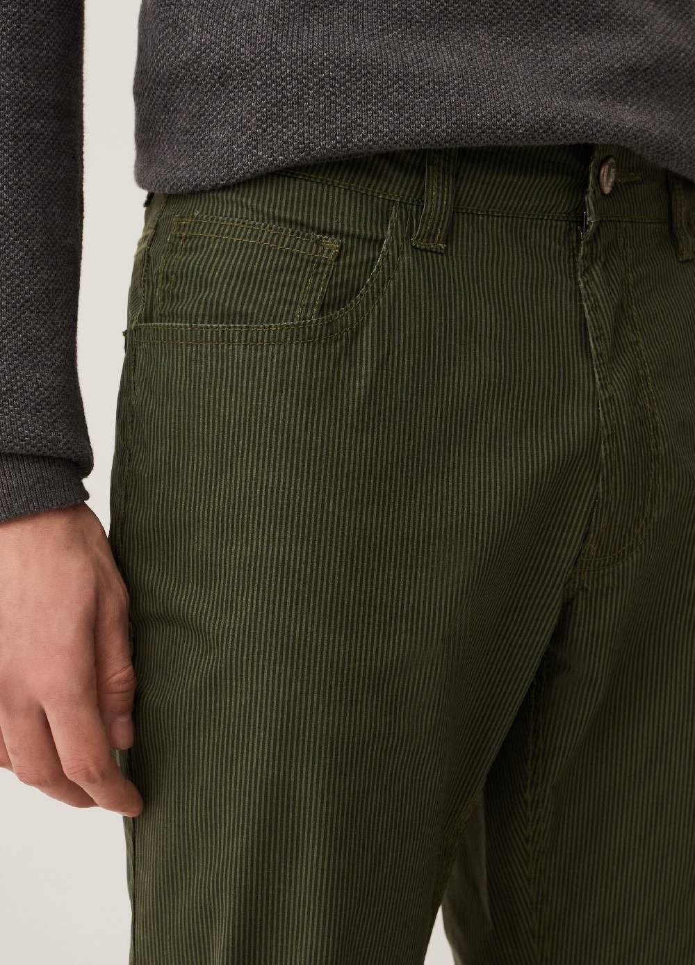 Ovs Pantaloni In Popeline A Righe Sottili