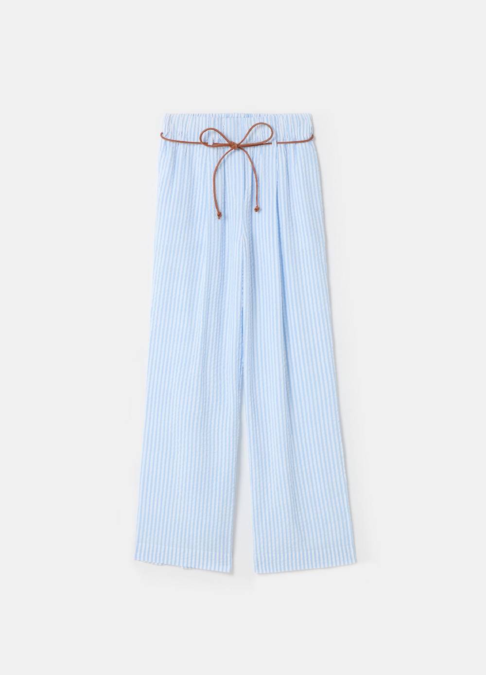 Ovs Pantaloni In Seersucker A Righe Con Cintura