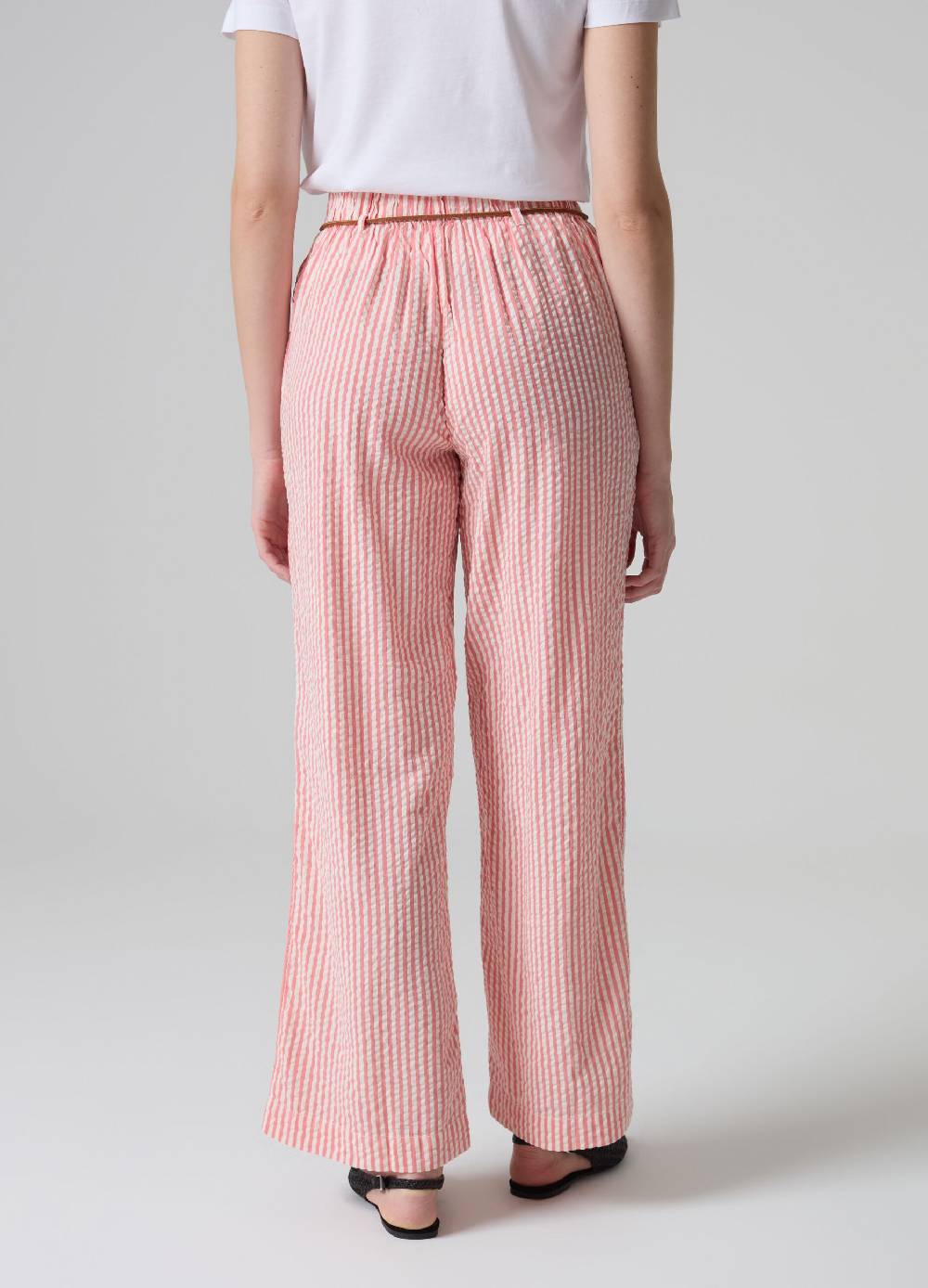 Ovs Pantaloni In Seersucker A Righe Con Cintura