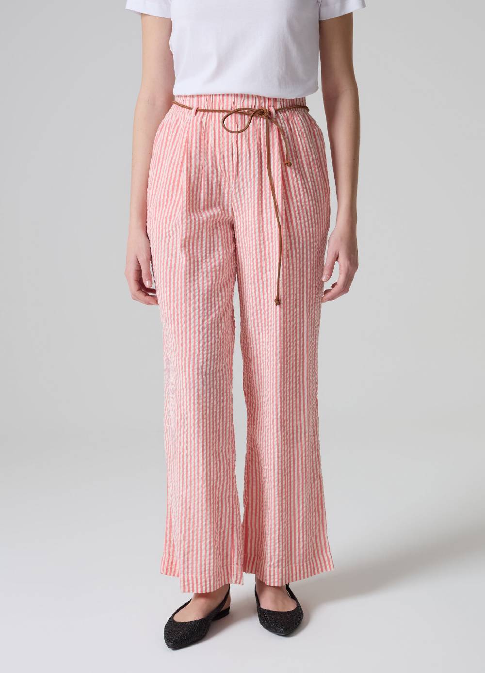 Ovs Pantaloni In Seersucker A Righe Con Cintura