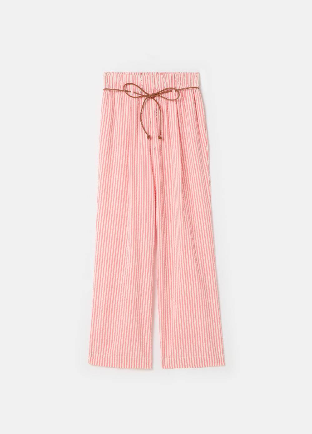 Ovs Pantaloni In Seersucker A Righe Con Cintura
