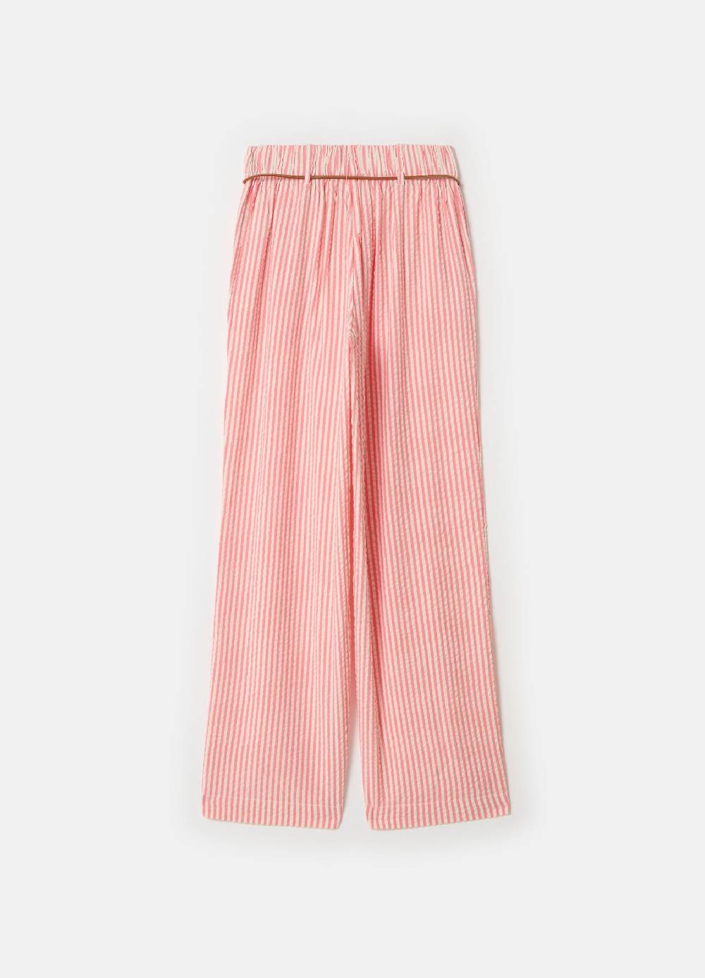 Ovs Pantaloni In Seersucker A Righe Con Cintura
