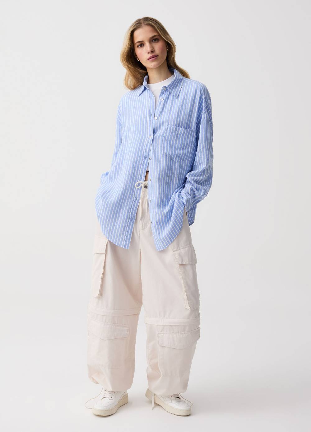 Ovs Pantaloni parachute cargo in popeline