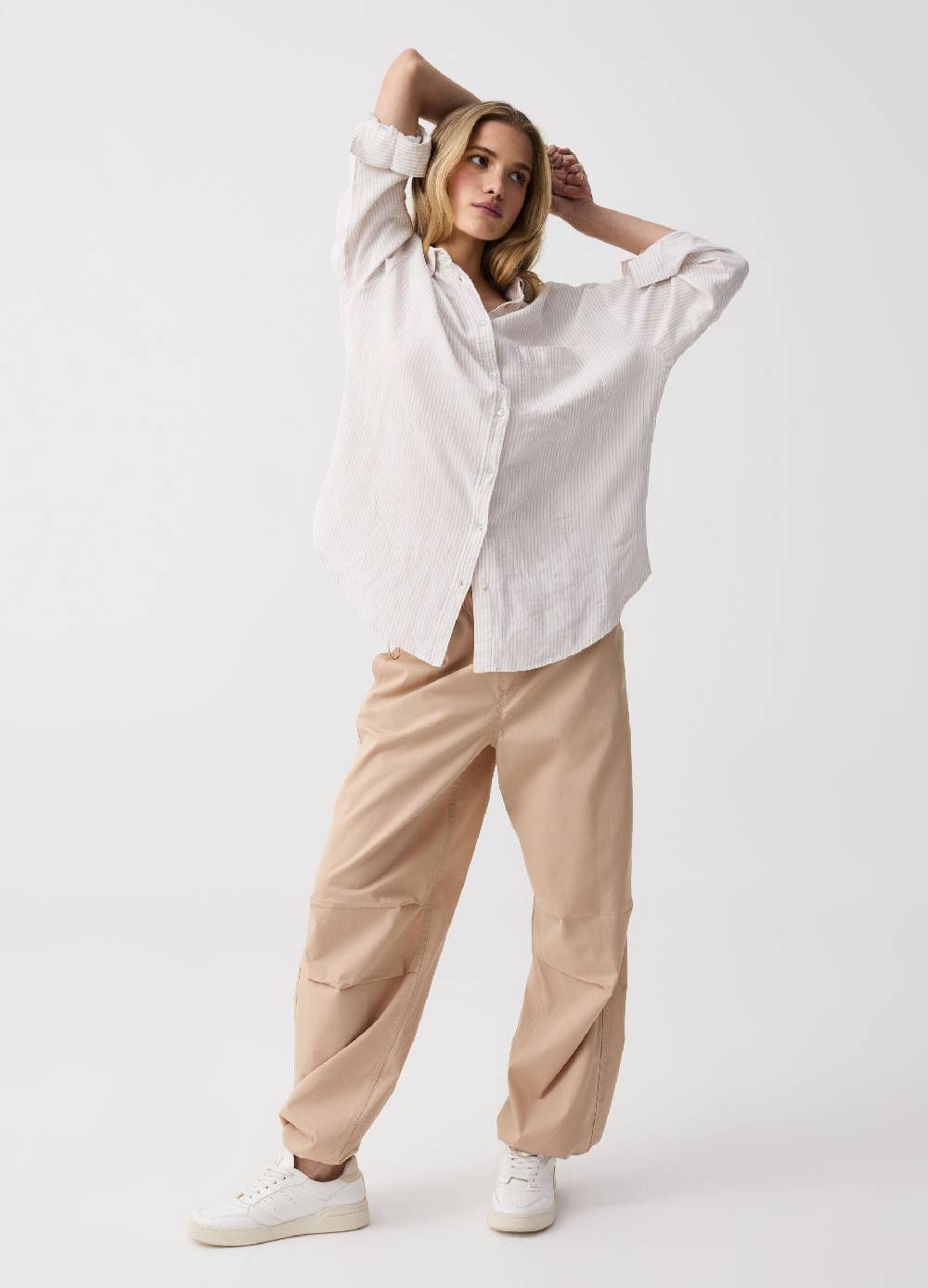 Ovs Pantaloni parachute in popeline