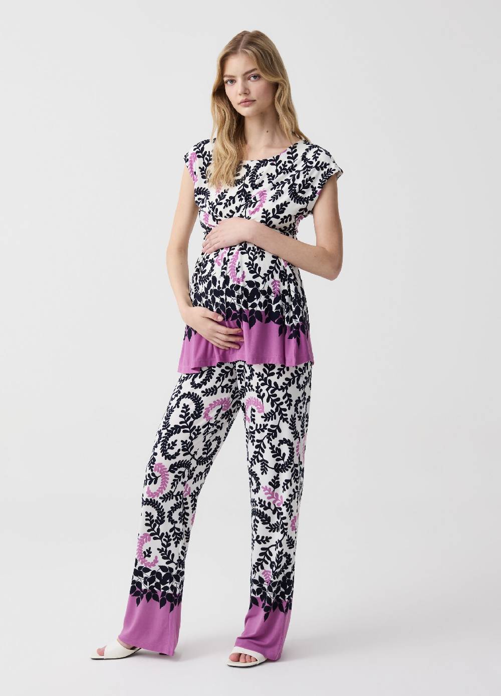 Ovs Pantaloni premaman con stampa foliage