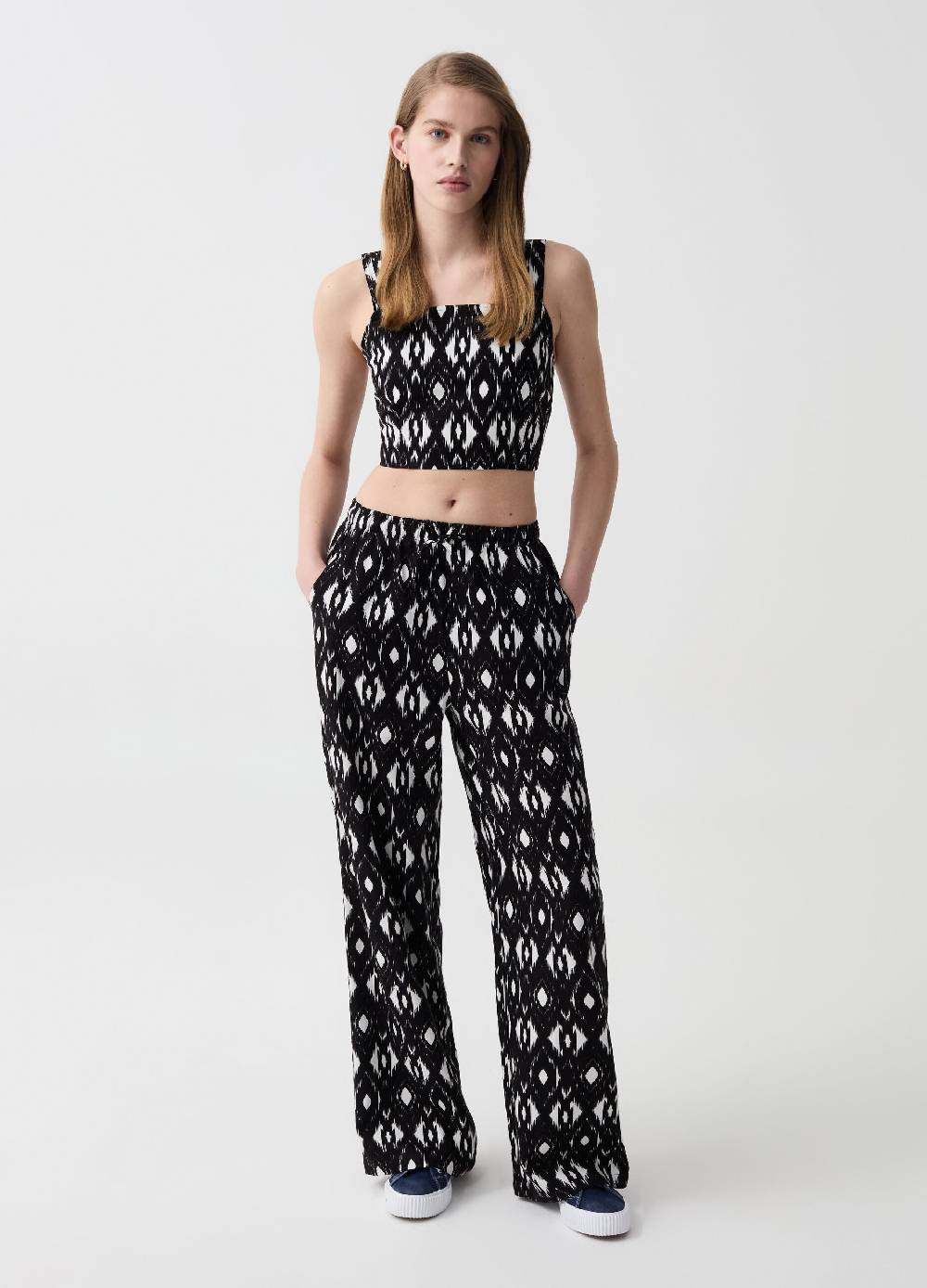 Ovs Pantaloni relaxed fit in lino e viscosa