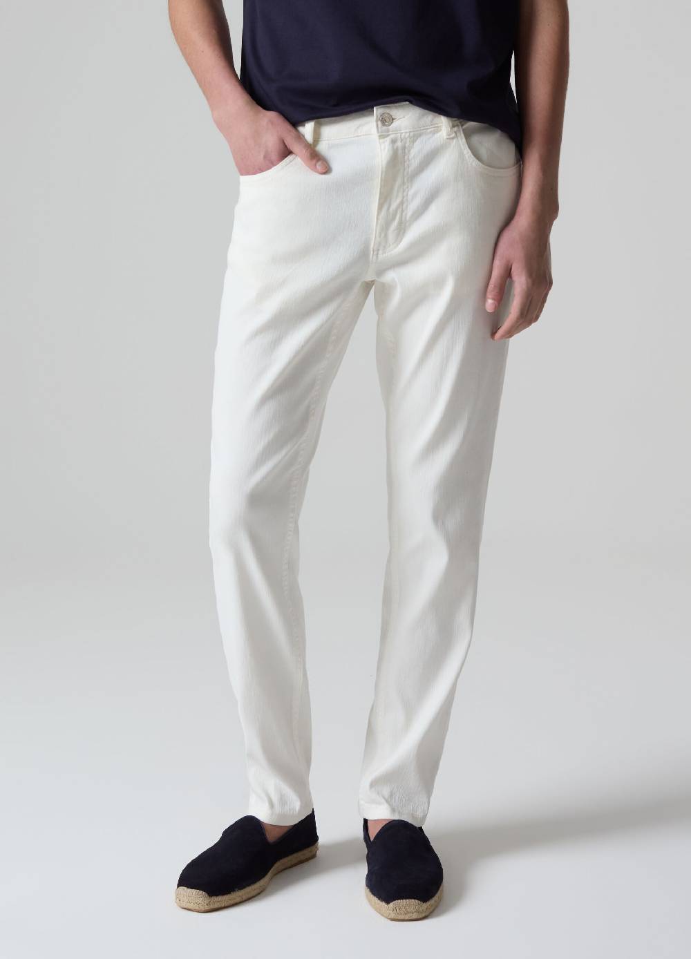 Ovs Pantaloni Slim Fit In Lino E Cotone PIOMBO
