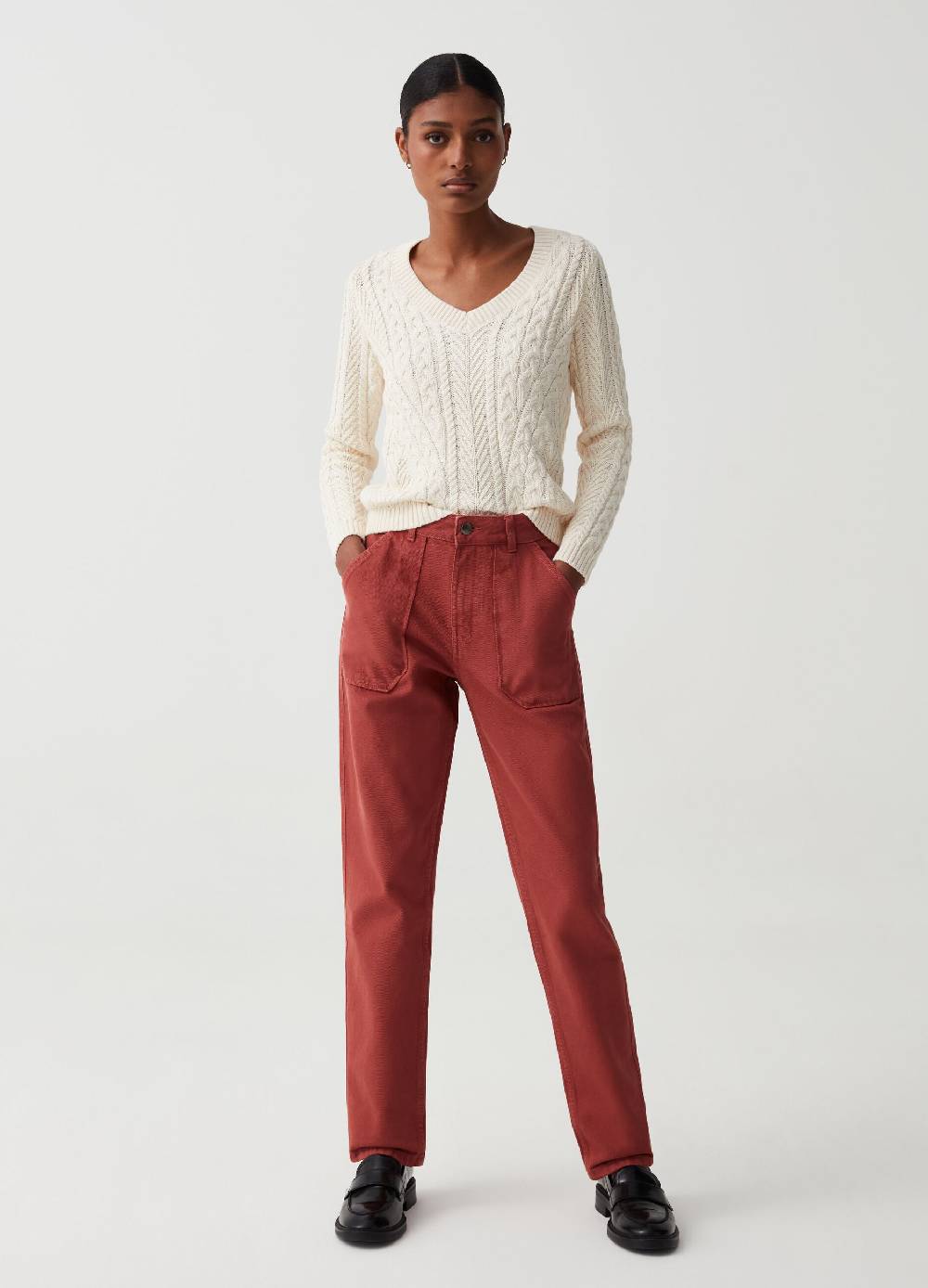 Ovs Pantaloni straight fit in cotone