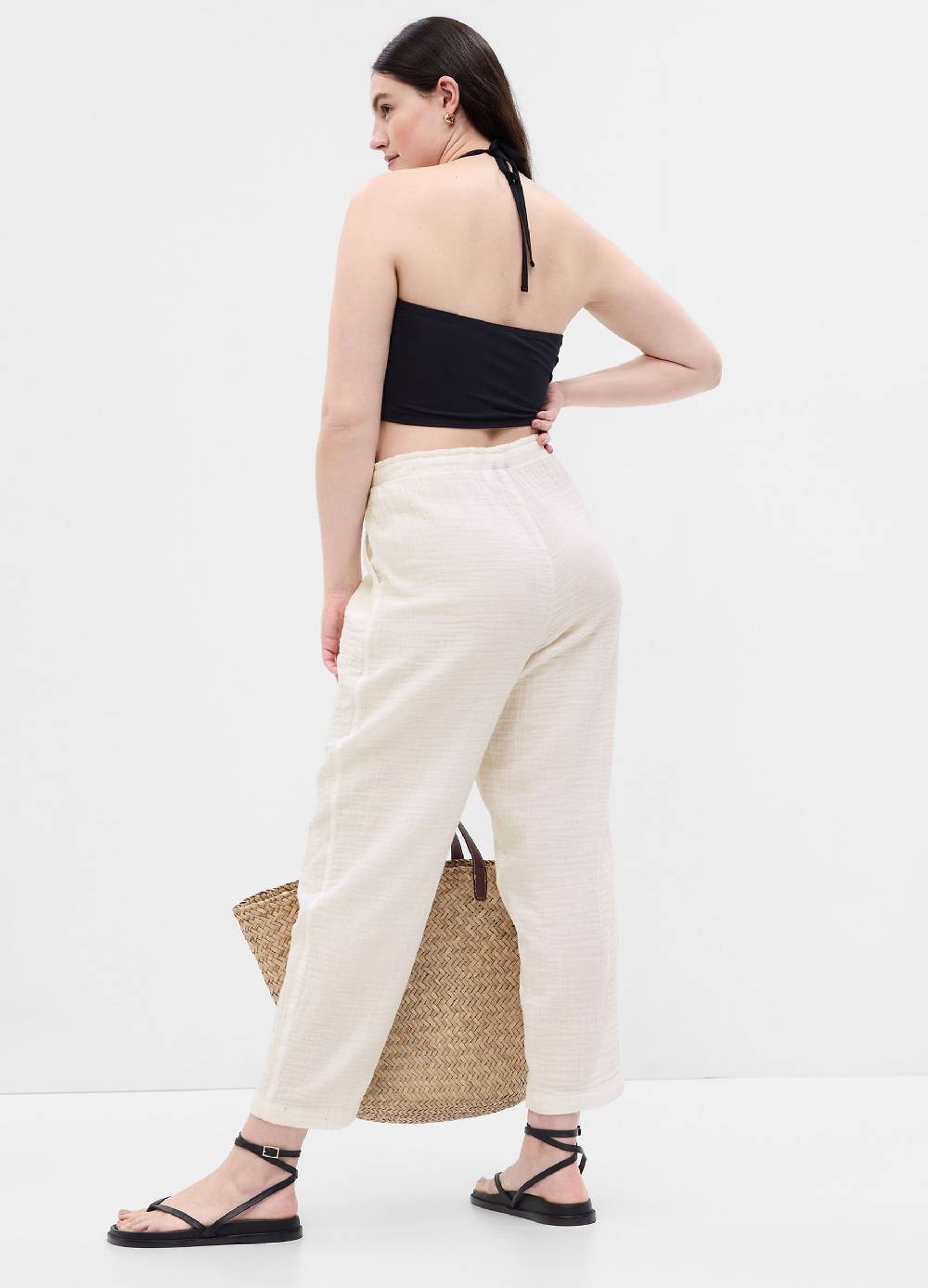 Ovs Pantaloni Straight Fit In Garza Di Cotone