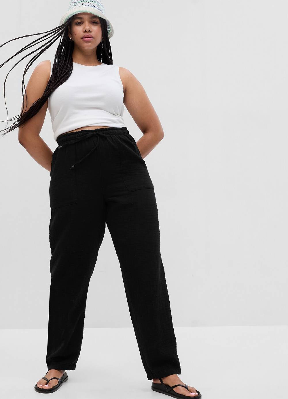 Ovs Pantaloni Straight Fit In Garza Di Cotone