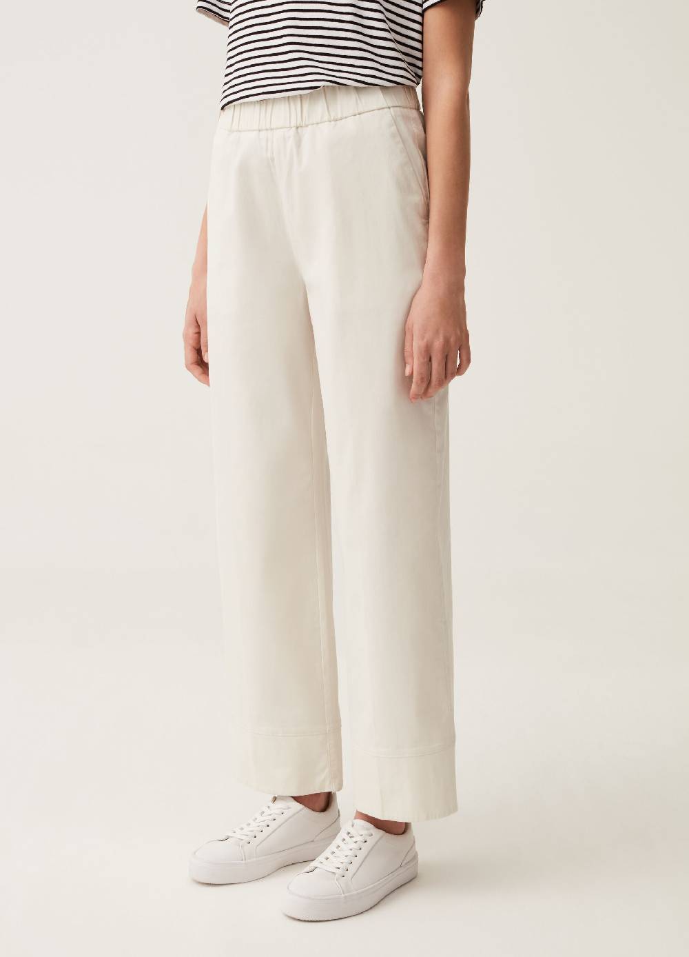 Ovs Pantaloni Wide Leg In Cotone Stretch