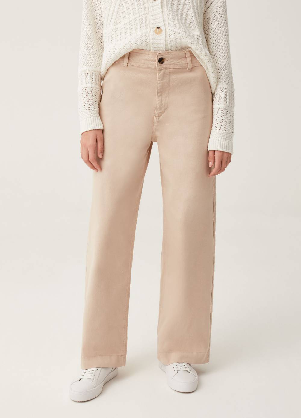 Ovs Pantaloni Wide Leg In Cotone Stretch