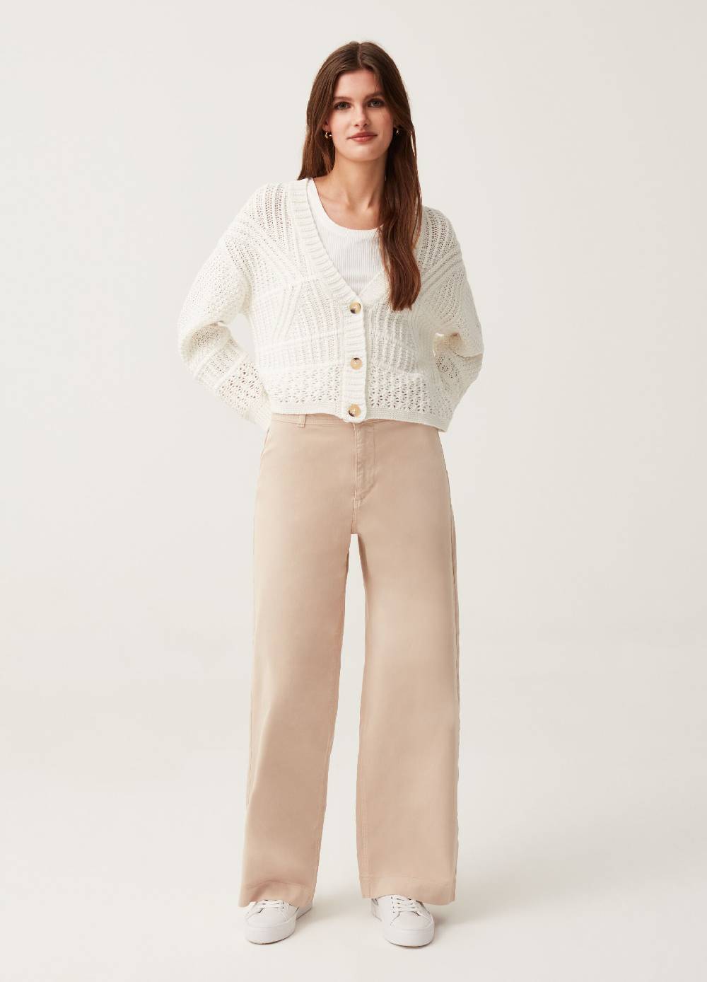 Ovs Pantaloni wide leg in cotone stretch