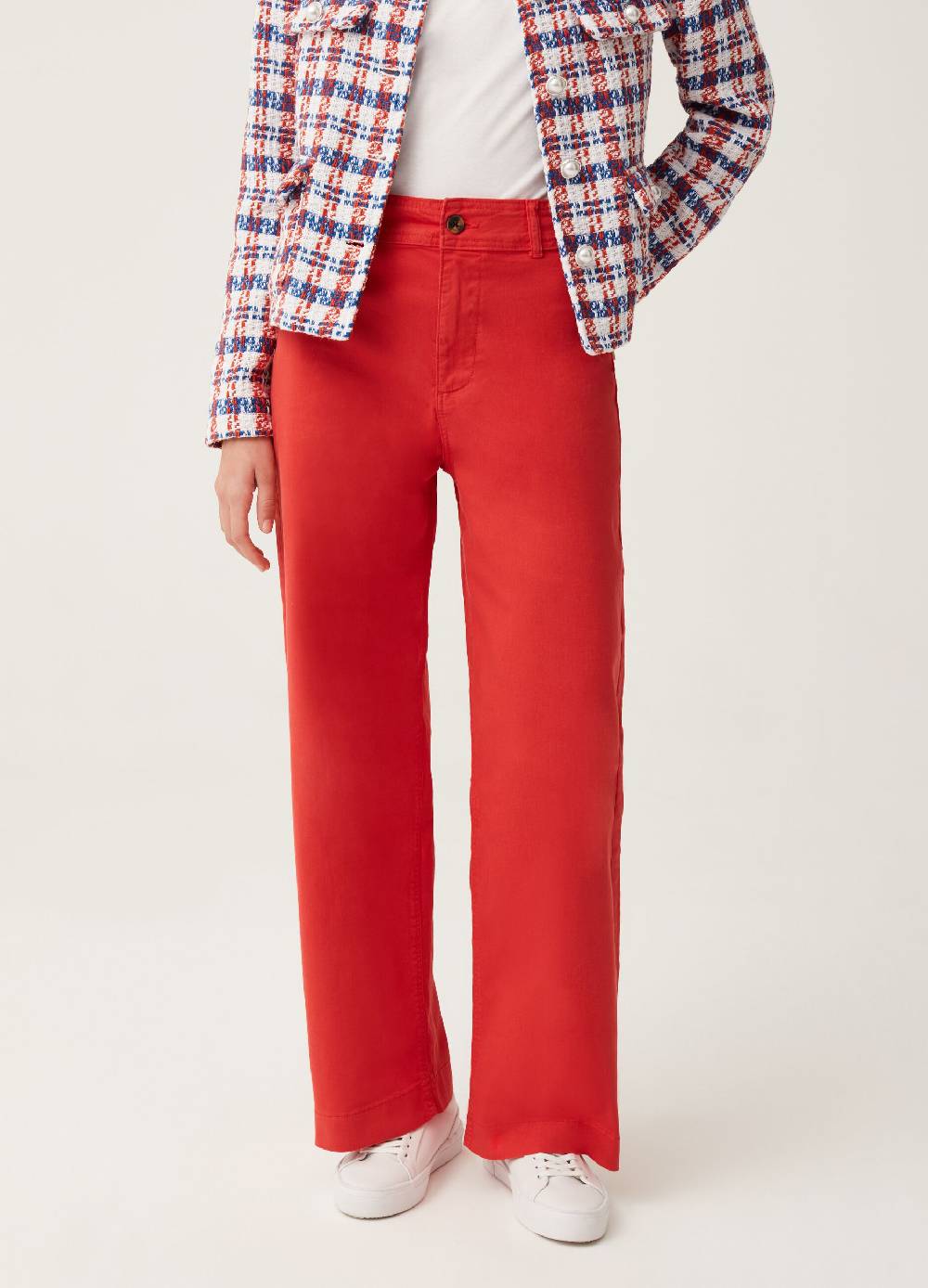 Ovs Pantaloni Wide Leg In Cotone Stretch