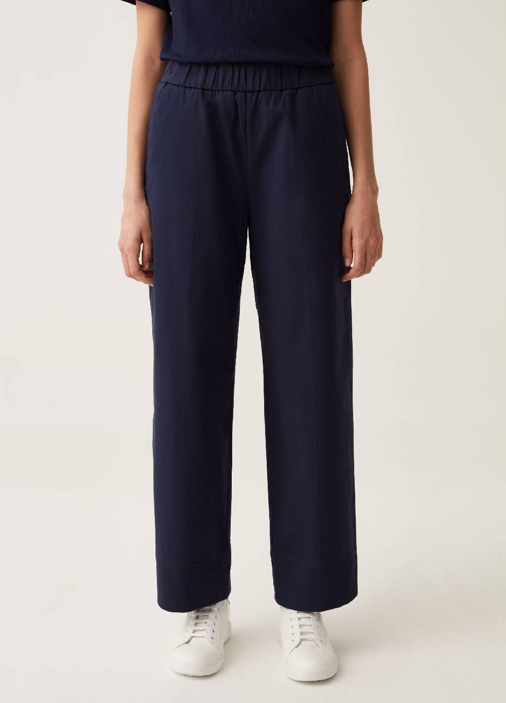 Ovs Pantaloni Wide Leg In Cotone Stretch