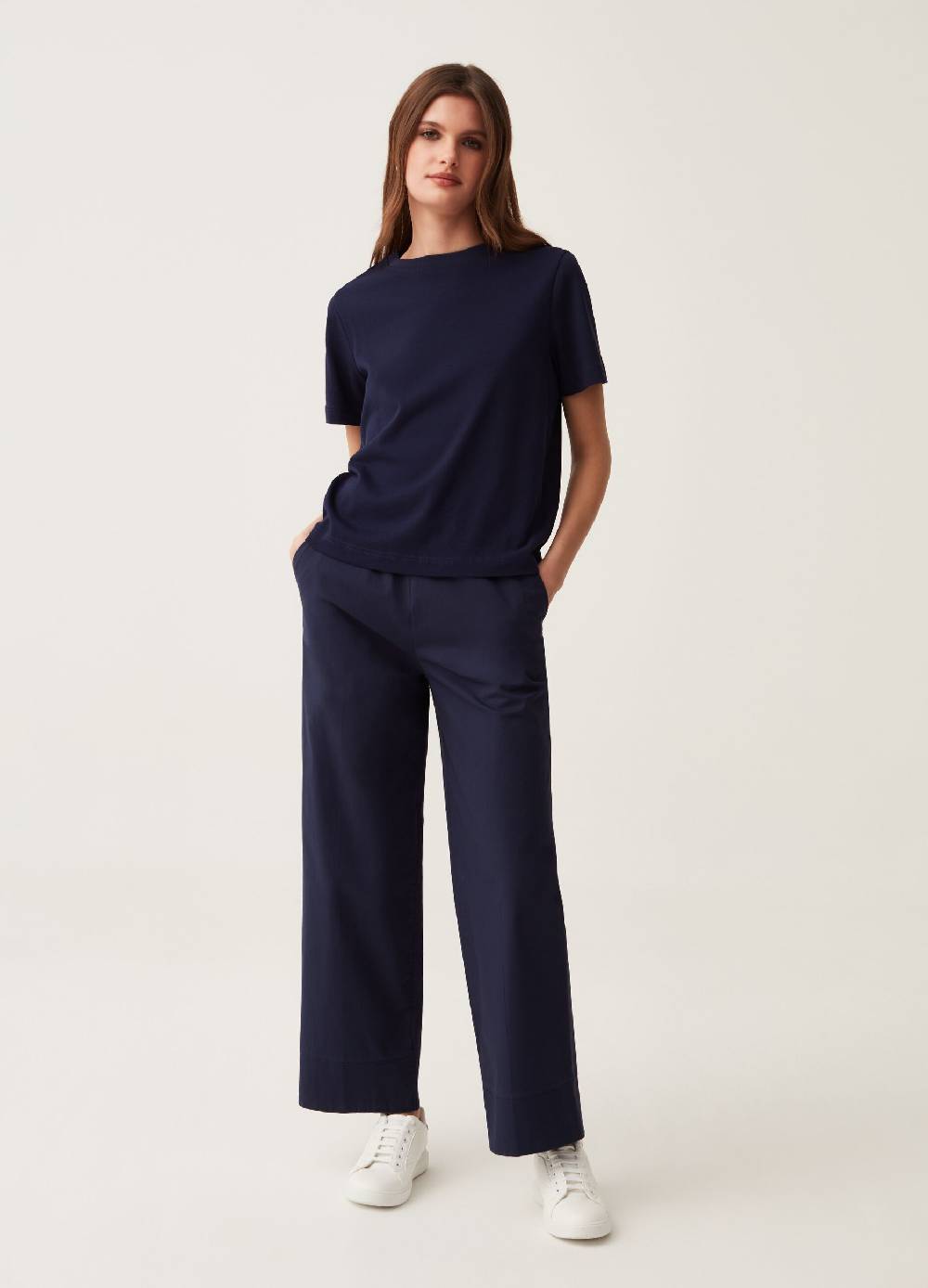 Ovs Pantaloni wide leg in cotone stretch