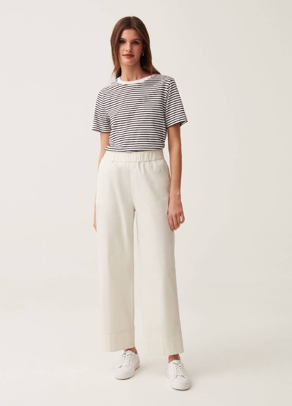 Ovs Pantaloni wide leg in cotone stretch