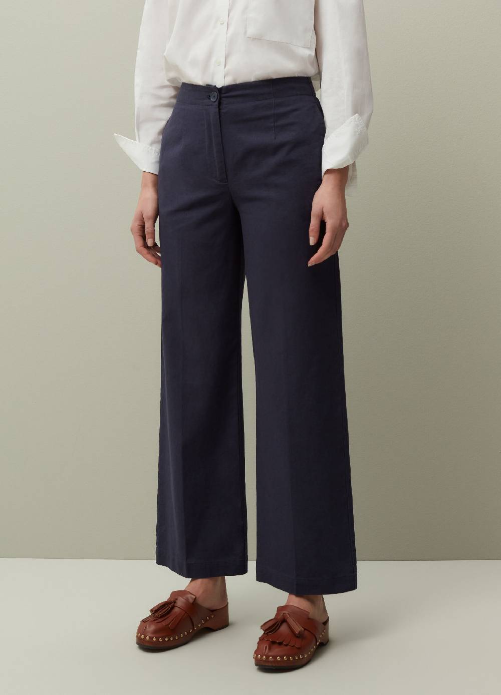 Ovs Pantaloni Wide Leg In Lino E Cotone
