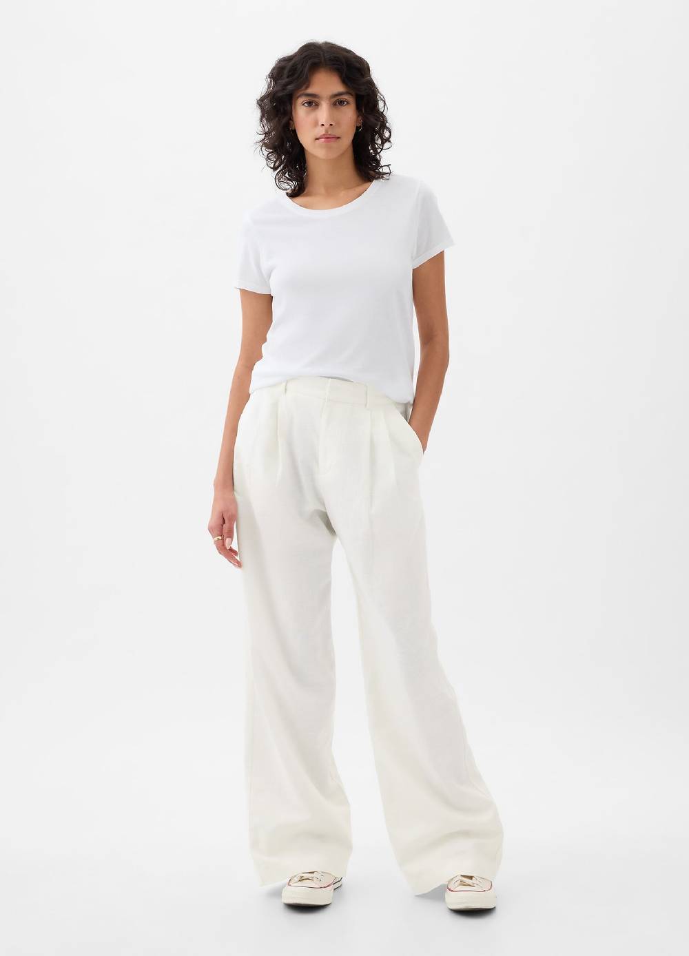 Ovs Pantaloni wide leg in lino e cotone