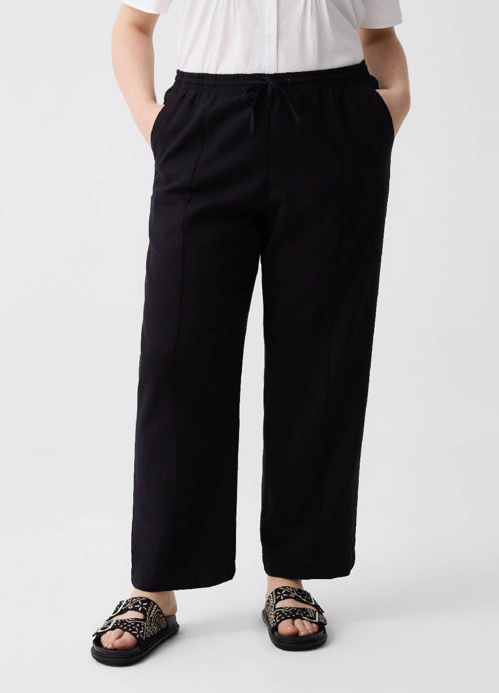 Ovs Pantaloni Wide Leg In Lino E Viscosa Curvy