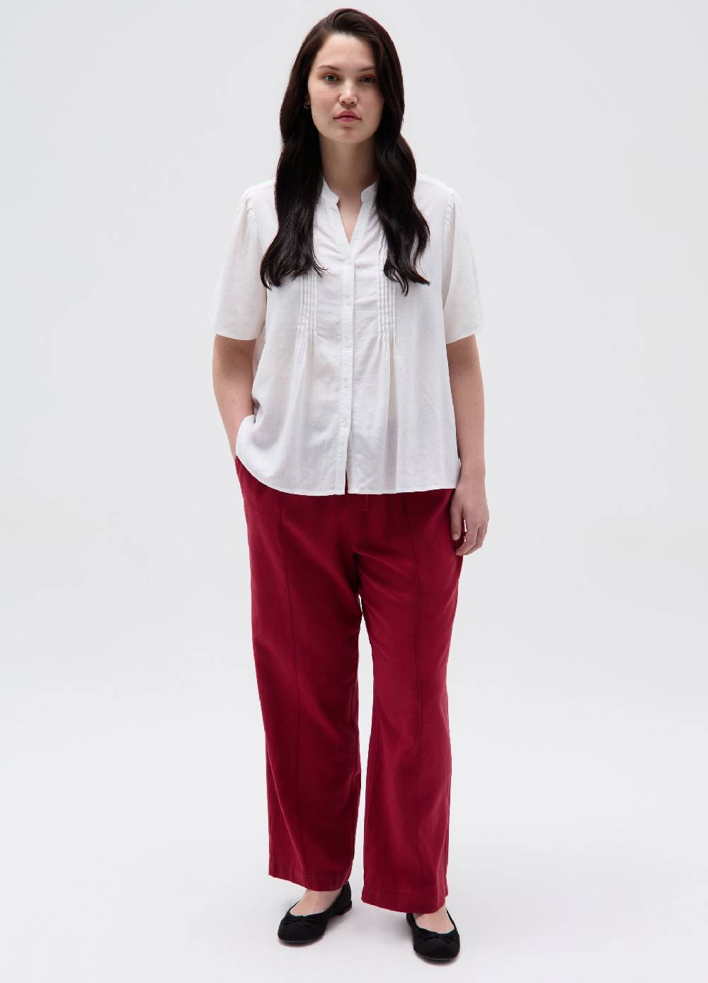 Ovs Pantaloni wide leg in lino e viscosa Curvy