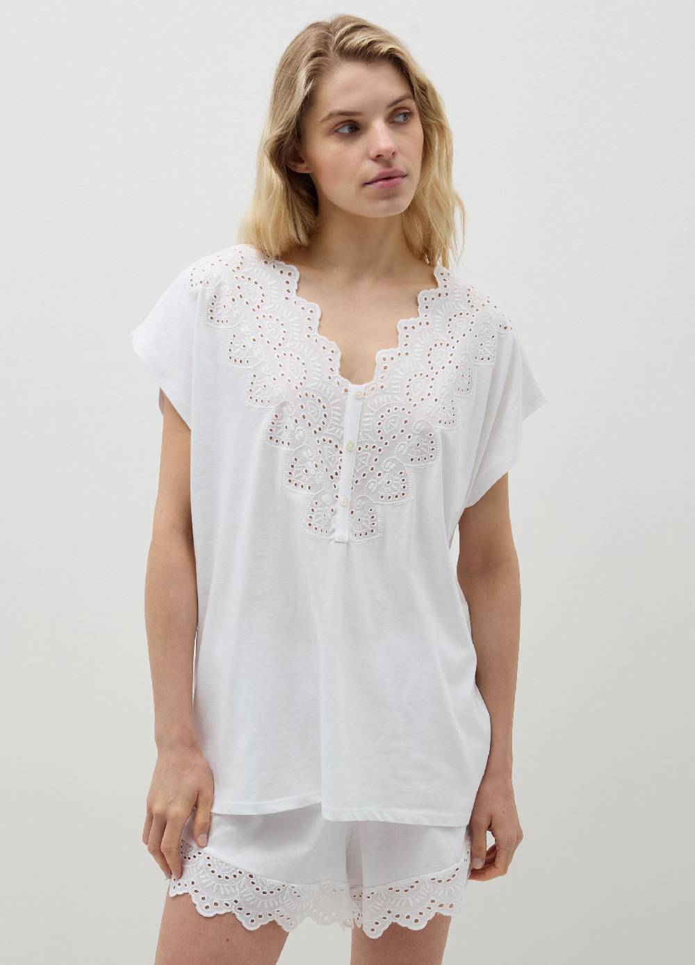 Ovs Pigiama corto in cotone con sangallo