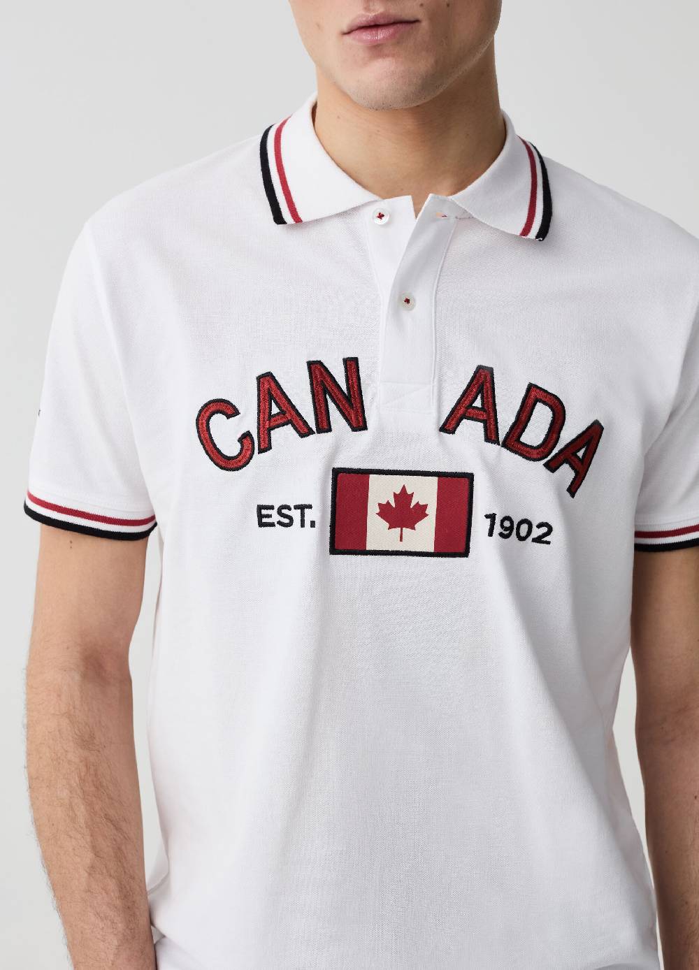 Ovs Polo Con Profili Rigati E Ricamo Canada Trail