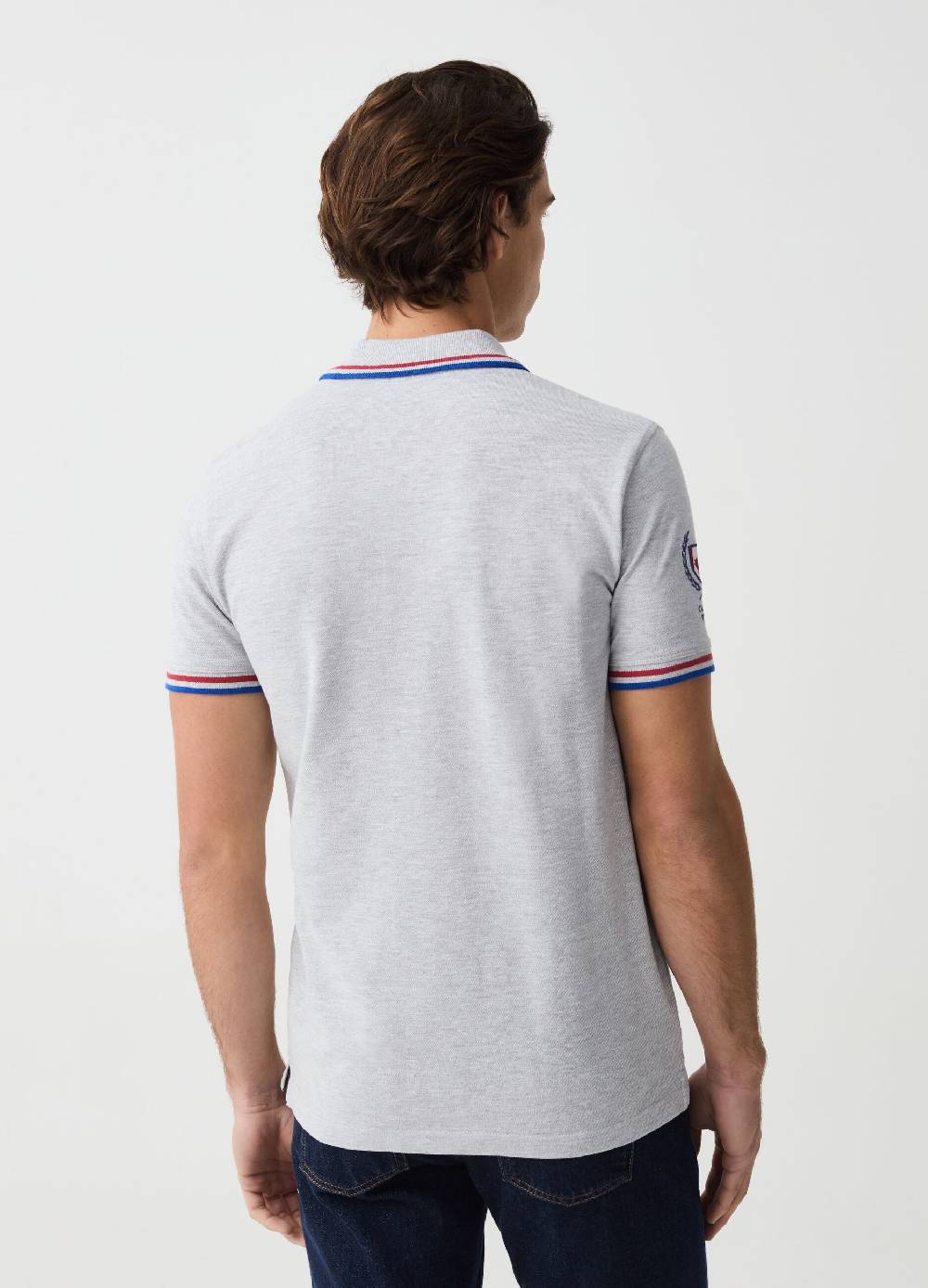 Ovs Polo Con Profili Rigati Patch E Ricamo Logo