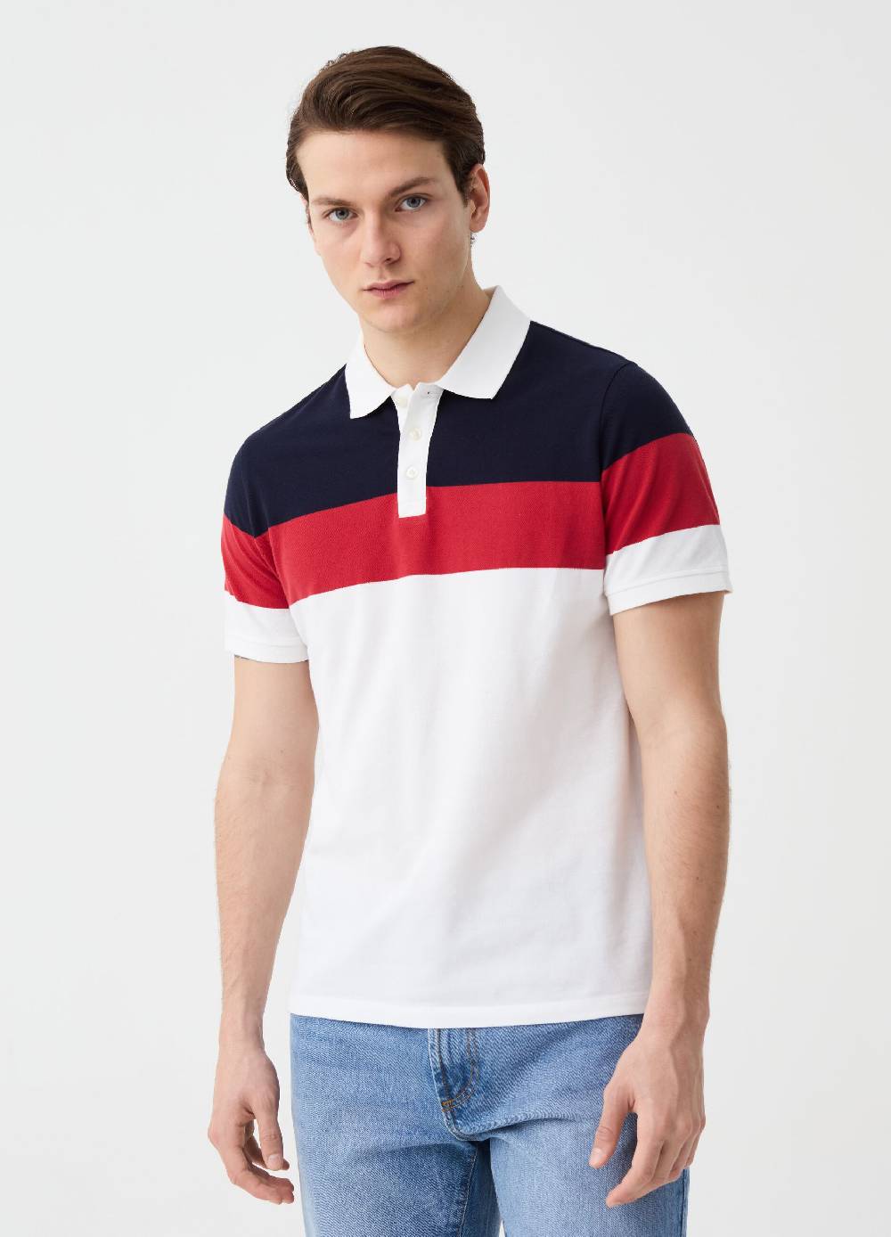 Ovs Polo In Piquet Color-block