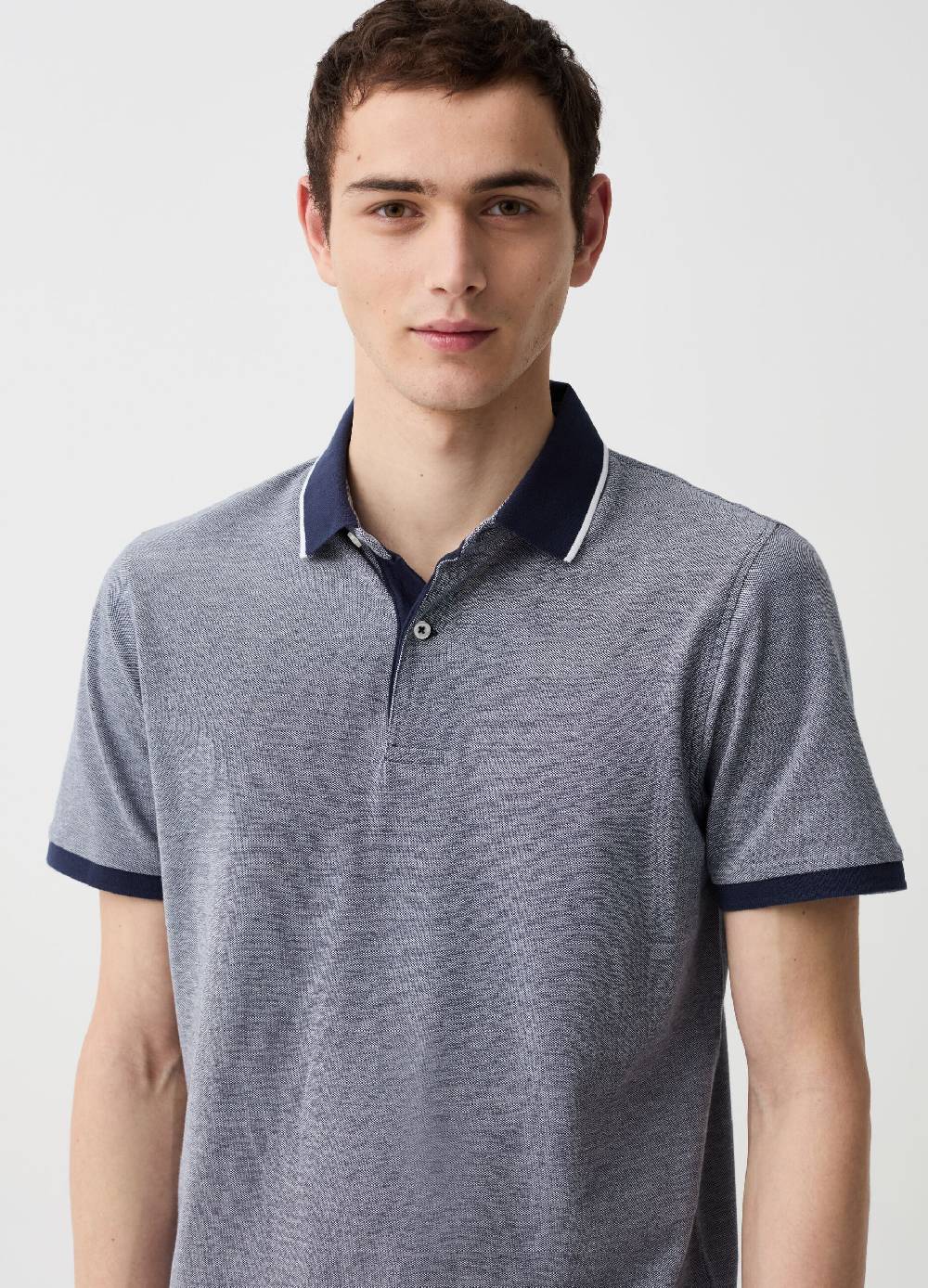 Ovs Polo In Piquet Con Trama Jacquard