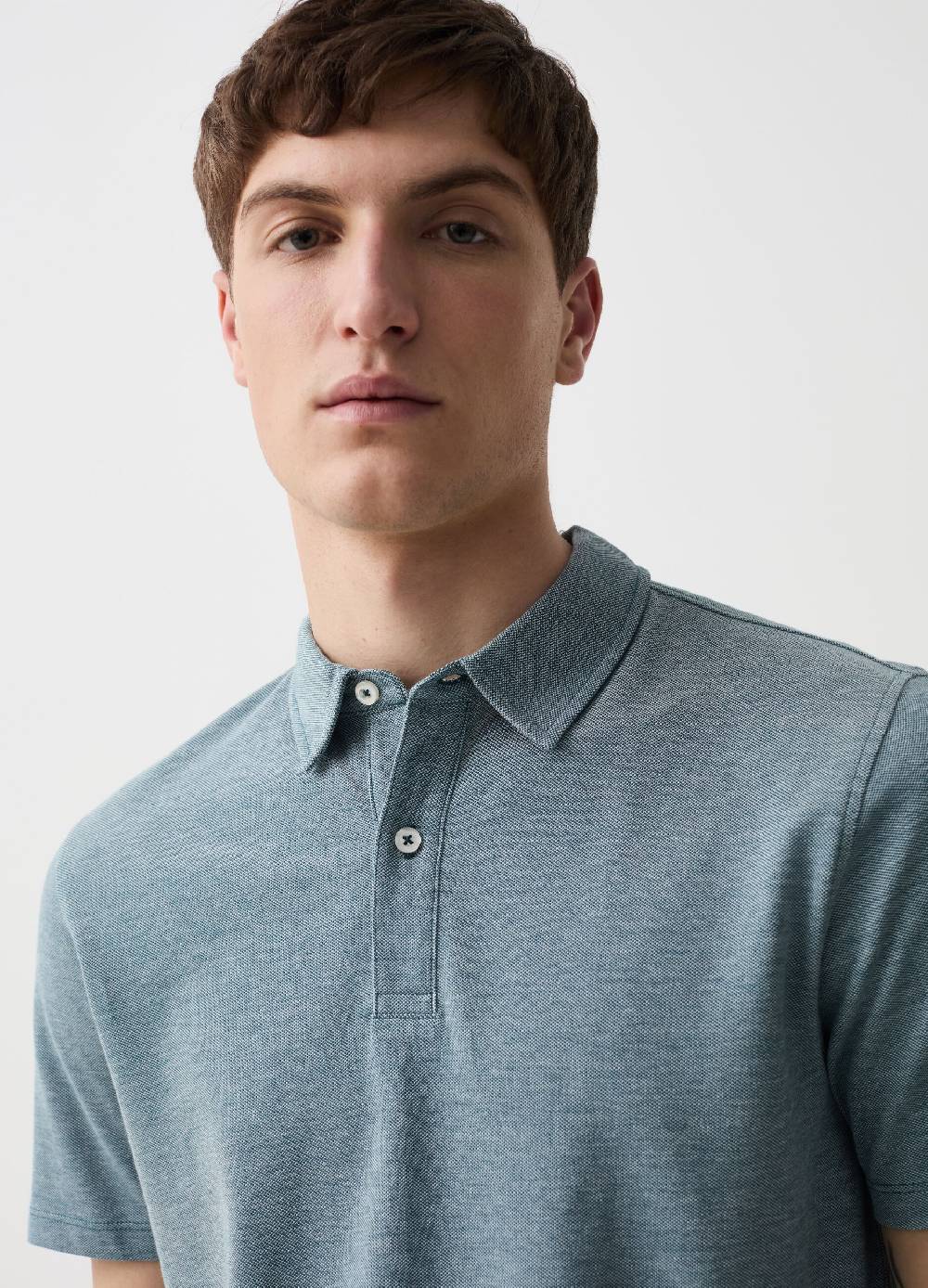 Ovs Polo In Piquet Con Trama Jacquard Bicolore