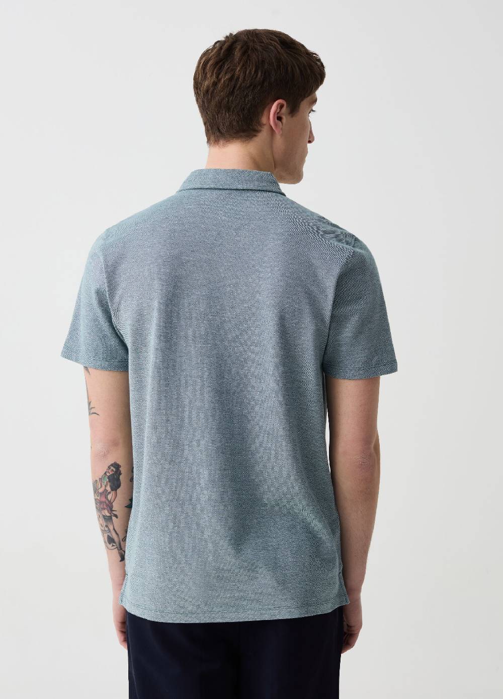 Ovs Polo In Piquet Con Trama Jacquard Bicolore
