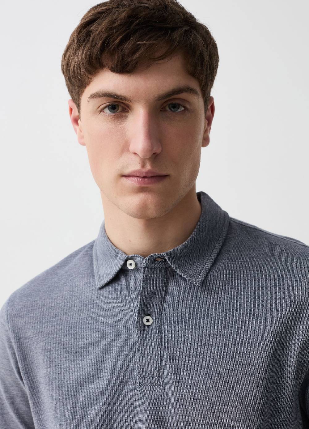 Ovs Polo In Piquet Con Trama Jacquard Bicolore
