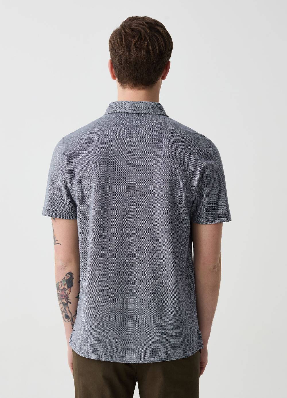 Ovs Polo In Piquet Con Trama Jacquard Bicolore