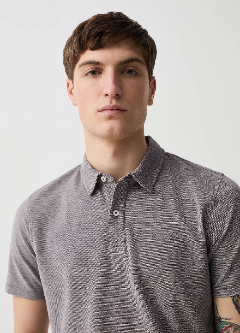 Ovs Polo In Piquet Con Trama Jacquard Bicolore