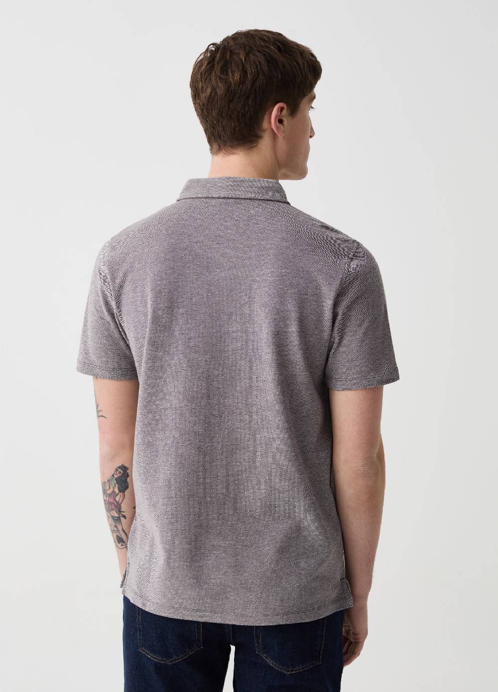 Ovs Polo In Piquet Con Trama Jacquard Bicolore