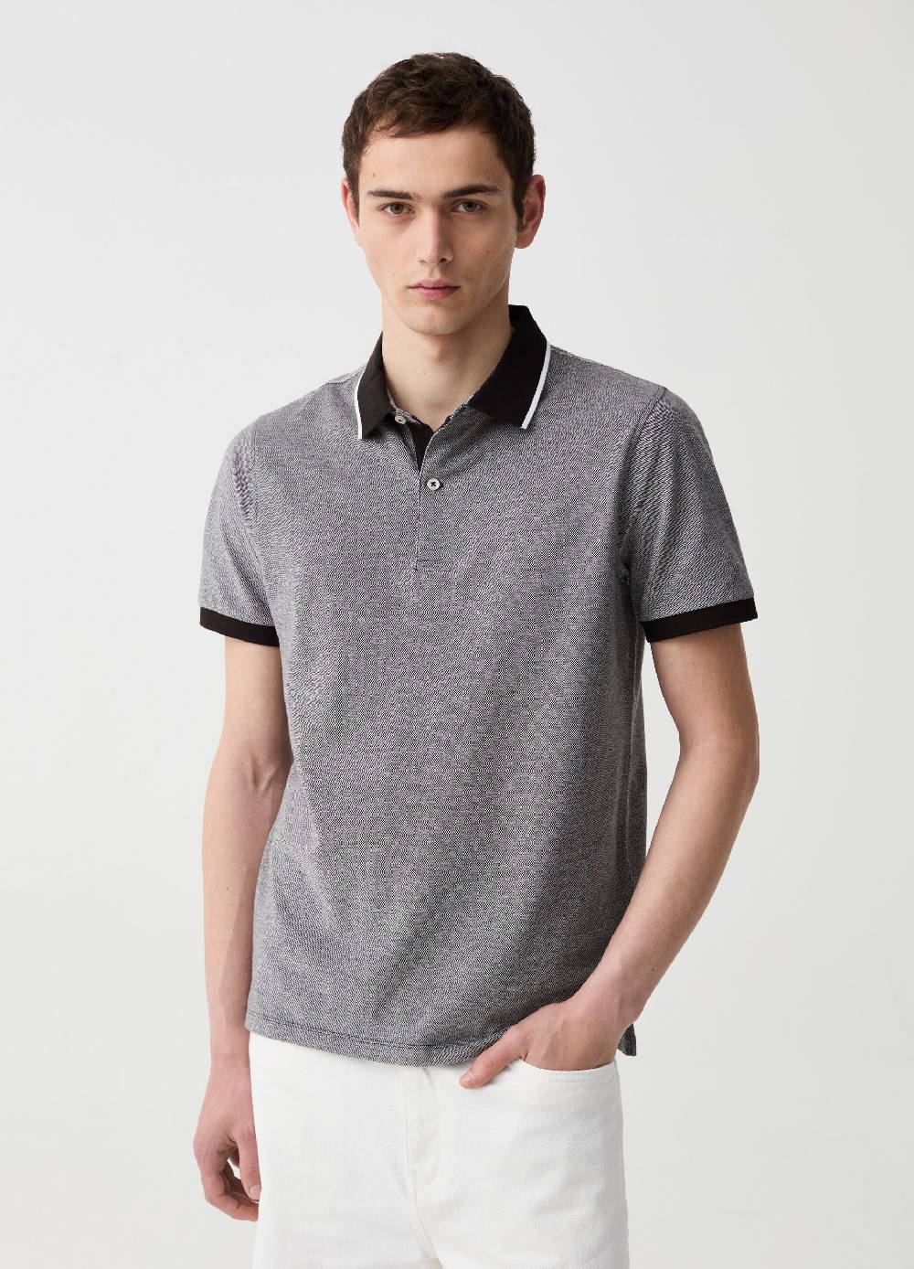 Ovs Polo in piquet con trama jacquard