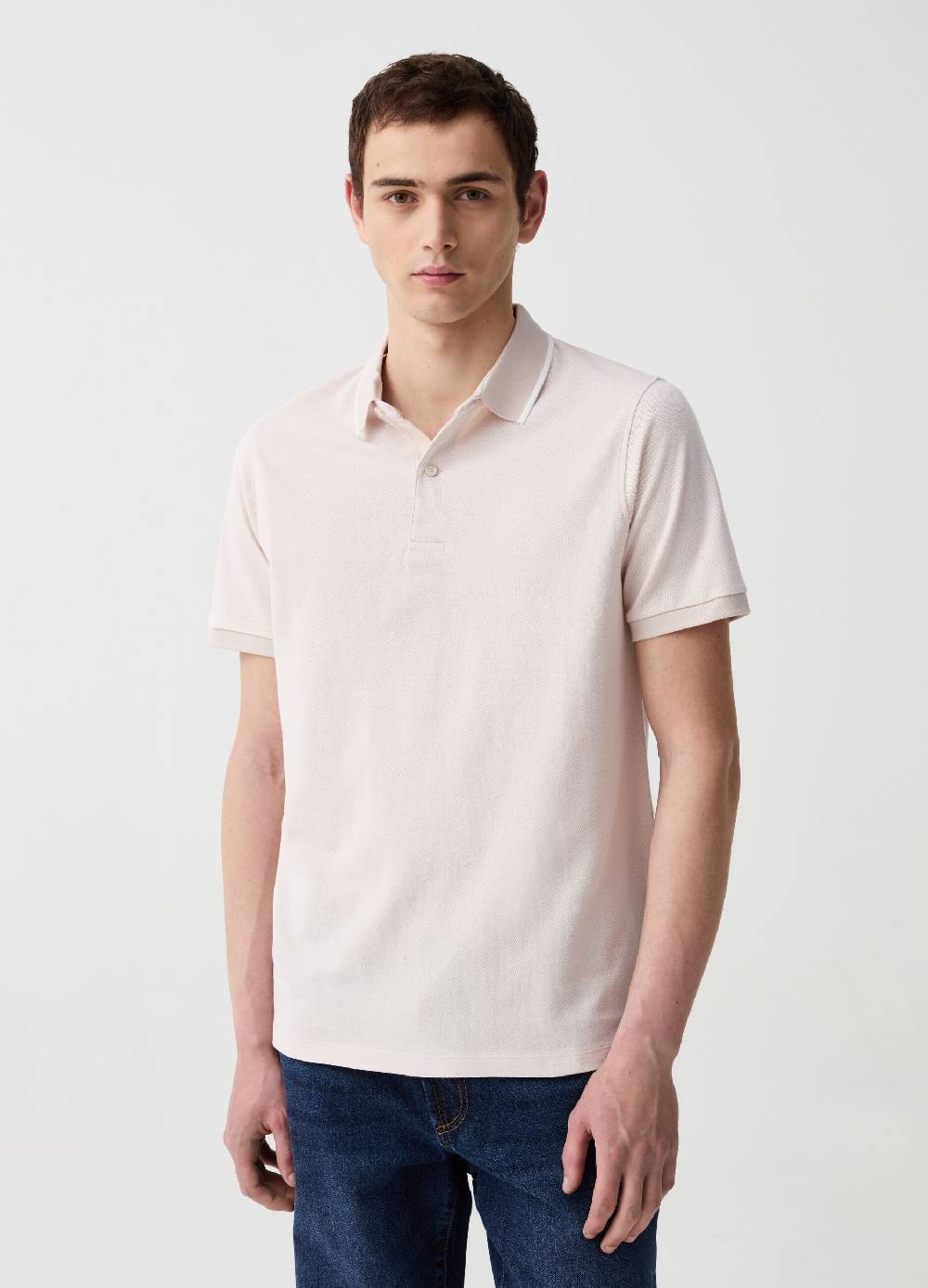 Ovs Polo In Piquet Con Trama Jacquard