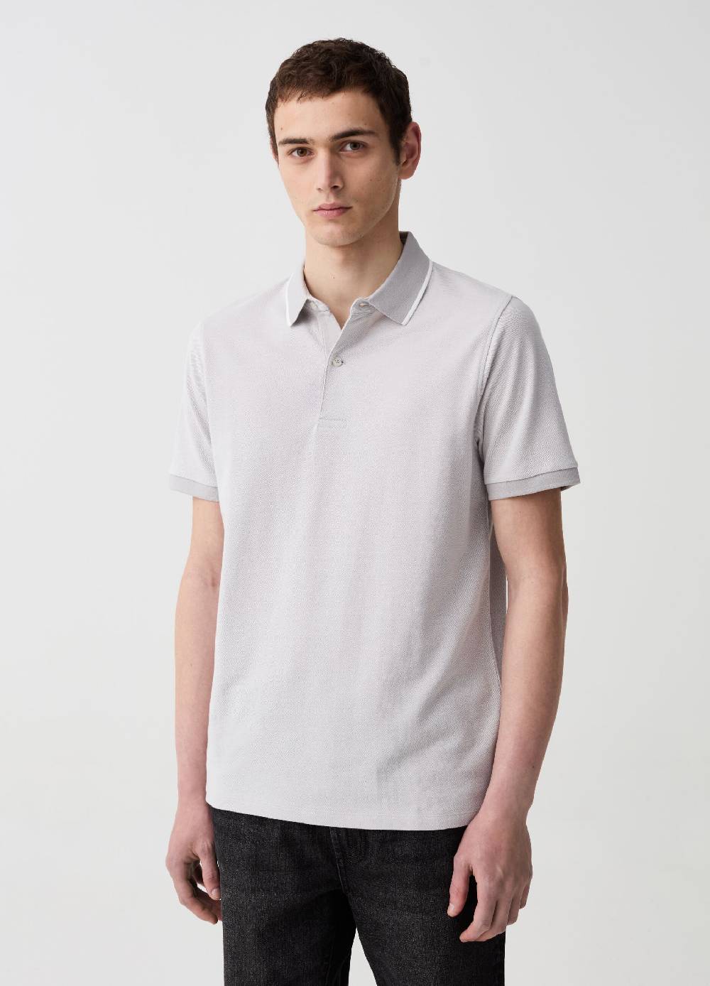 Ovs Polo in piquet con trama jacquard