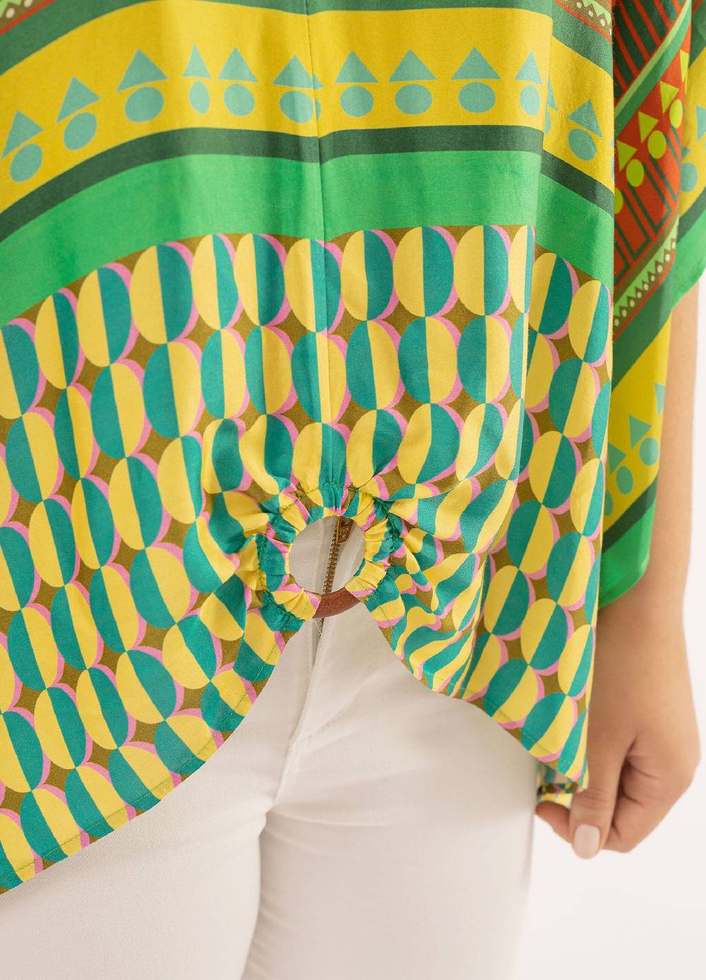 Ovs Poncho Con Anello Stampa Multicolore Curvy