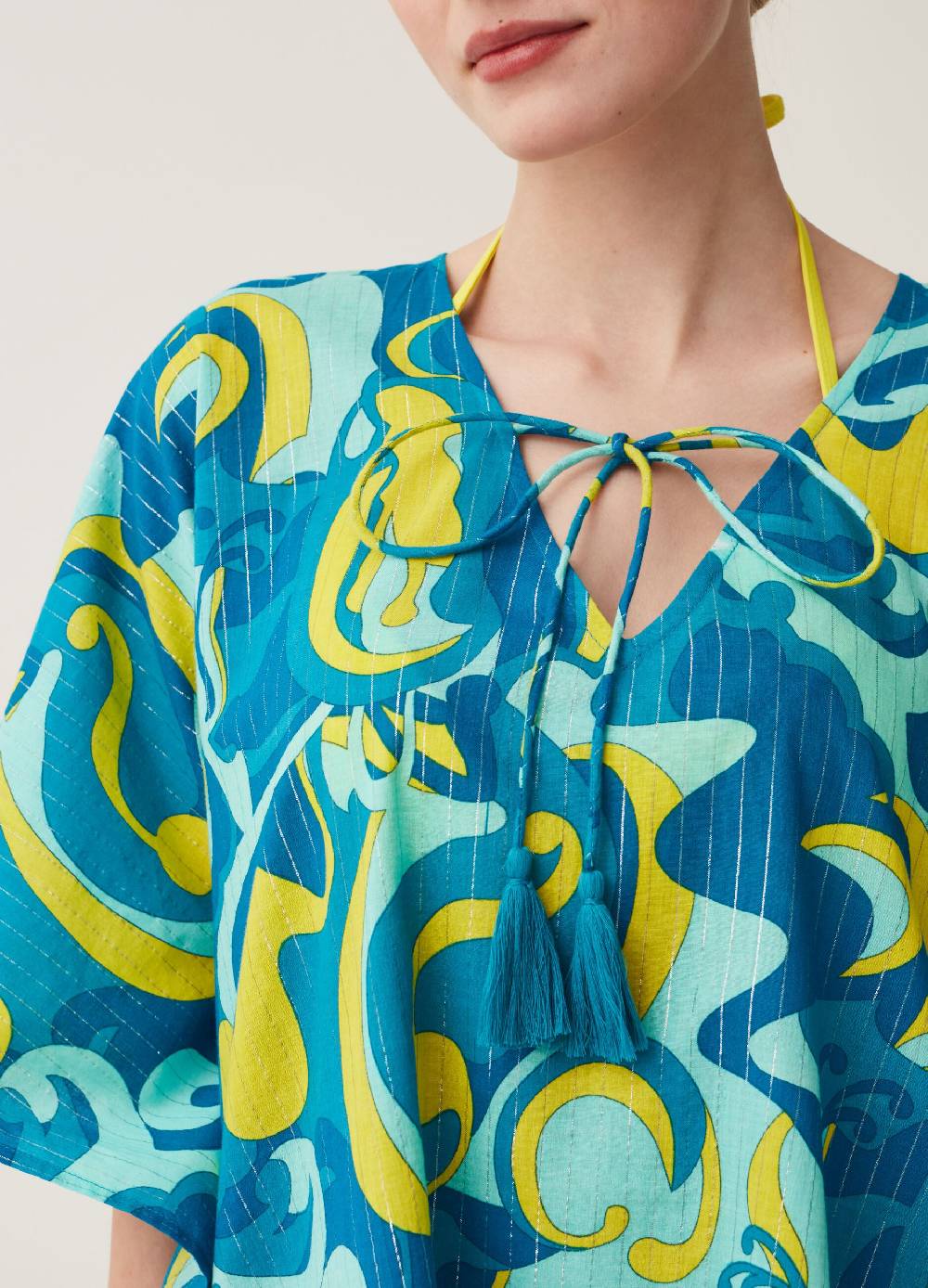 Ovs Poncho Copri Costume Con Stampa All-over