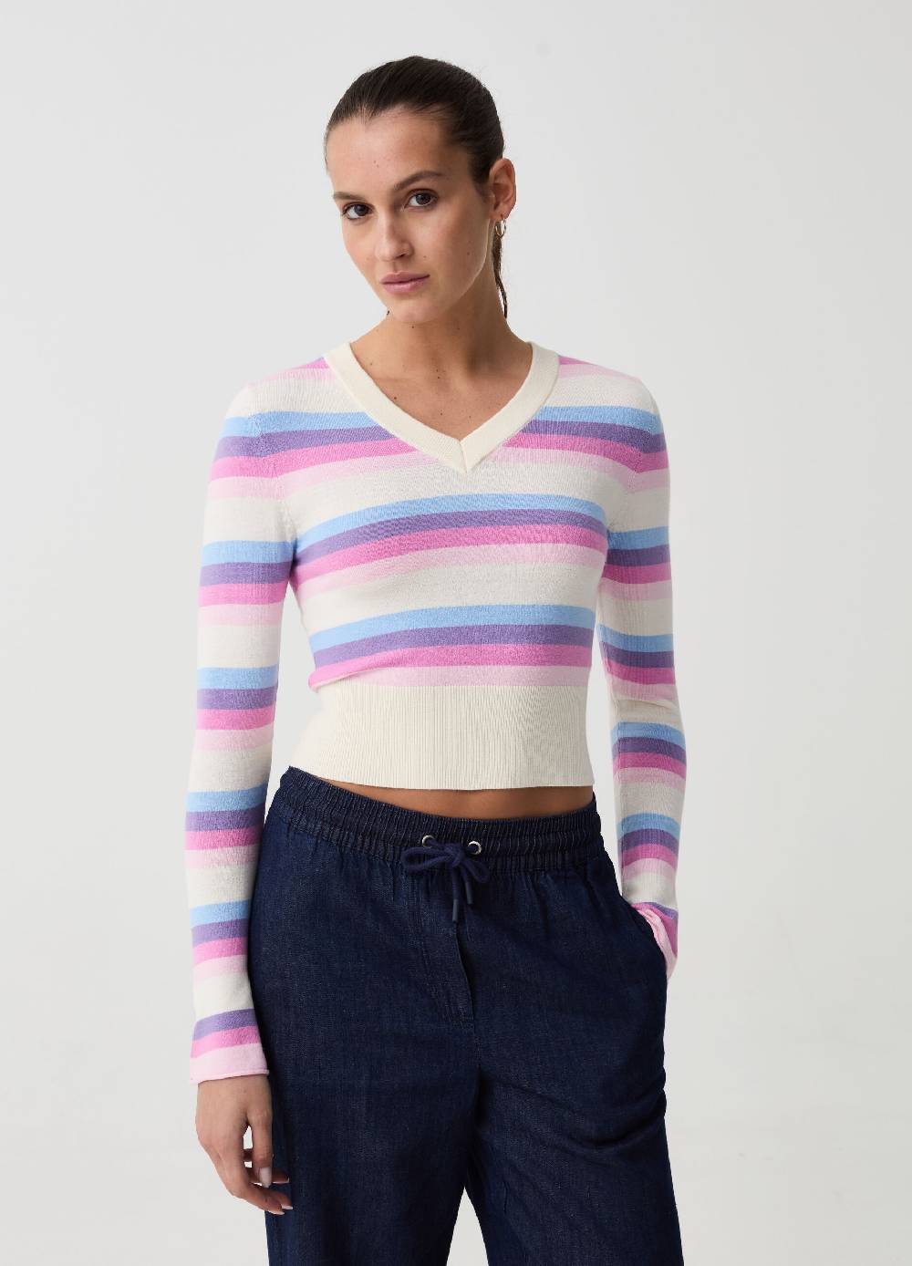 Ovs Pullover A Righe Con Scollo A V